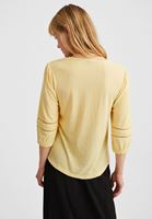 Bayan Sarı Bağlama ve Dantel Detaylı Bluz