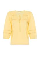 Bayan Sarı Bağlama ve Dantel Detaylı Bluz