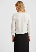 Bayan Krem Dantel Detaylı Uzun Kollu Bluz