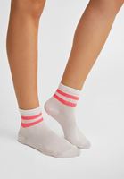 Bayan Pembe Çizgili Çorap