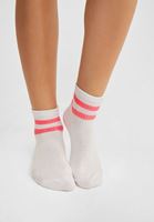 Bayan Pembe Çizgili Çorap