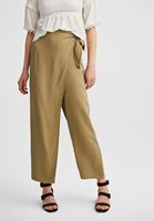 Women Green Wide Trousers with Bow