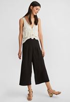 Bayan Siyah Pileli Bol Pantolon