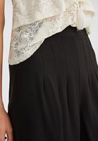 Bayan Siyah Pileli Bol Pantolon