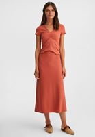 Bayan Turuncu V Yaka Bluz