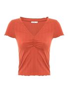 Bayan Turuncu V Yaka Bluz