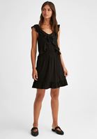 Bayan Siyah Yaka Detaylı Mini Elbise