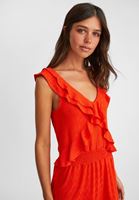 Bayan Kırmızı Yaka Detaylı Mini Elbise