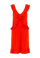 Bayan Kırmızı Yaka Detaylı Mini Elbise