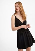 Bayan Siyah Beli Lastikli Mini Elbise