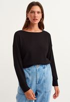 Bayan Siyah Bot Yaka Uzun Kollu Basic