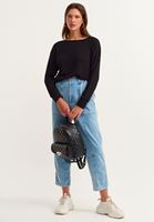 Bayan Siyah Bot Yaka Uzun Kollu Basic