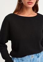 Bayan Siyah Bot Yaka Uzun Kollu Basic