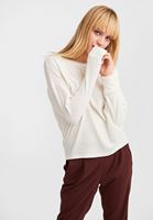 Bayan Krem Bot Yaka Uzun Kollu Basic