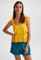 Bayan Sarı Fırfırlı Bluz