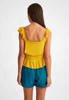 Bayan Sarı Fırfırlı Bluz