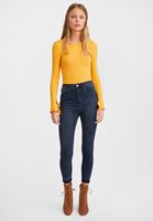 Bayan Sarı Kolları Yırtmaç Detaylı Bot Yaka Triko