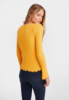 Bayan Sarı Kolları Yırtmaç Detaylı Bot Yaka Triko