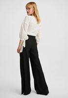 Bayan Siyah Yırtmaç Detaylı Bol Paça Pantolon