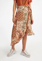 Bayan Çok Renkli Fırfır Detaylı Desenli Etek