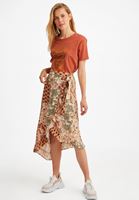 Bayan Çok Renkli Fırfır Detaylı Desenli Etek