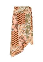 Bayan Çok Renkli Fırfır Detaylı Desenli Etek