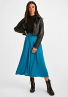 Bayan Mavi Beli Lastikli Etek