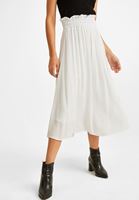 Bayan Beyaz Beli Lastikli Etek