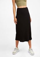 Bayan Siyah Yüksel Bel Midi Etek