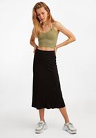 Bayan Siyah Yüksel Bel Midi Etek