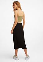 Bayan Siyah Yüksel Bel Midi Etek