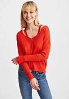 Bayan Kırmızı V Yaka Cut Out Detaylı Kazak