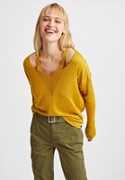 Bayan Sarı V Yaka Cut Out Detaylı Kazak