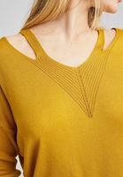Bayan Sarı V Yaka Cut Out Detaylı Kazak