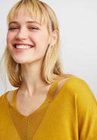 Bayan Sarı V Yaka Cut Out Detaylı Kazak