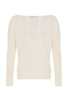 Bayan Krem V Yaka Cut Out Detaylı Kazak