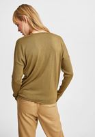 Bayan Yeşil V Yaka Cut Out Detaylı Kazak