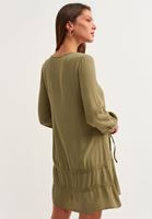 Bayan Yeşil Dantel Detaylı Mini Elbise