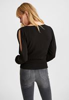 Bayan Siyah Kol Detaylı Beli Lastikli Bluz