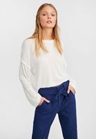 Bayan Krem Yuvarlak Yaka Crop Triko