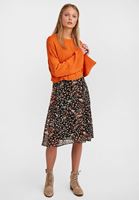 Bayan Turuncu Yuvarlak Yaka Crop Triko