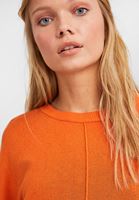 Bayan Turuncu Yuvarlak Yaka Crop Triko