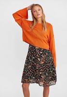 Bayan Turuncu Yuvarlak Yaka Crop Triko