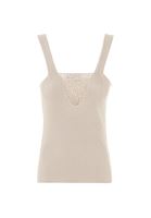 Bayan Krem Dantelli V Yaka Triko Bluz