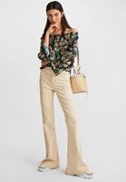 Bayan Siyah Açık Omuzlu Çiçek Desenli Bluz