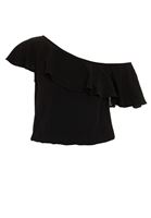 Bayan Siyah Tek Omuzlu Viskon Bluz