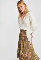 Bayan Krem Kruvaze Yaka Bluz