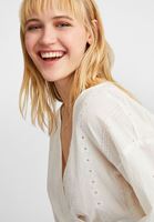 Bayan Krem Kruvaze Yaka Bluz