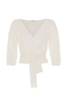 Bayan Krem Kruvaze Yaka Bluz