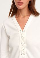 Bayan Krem Önü Bağlama Detaylı Bluz